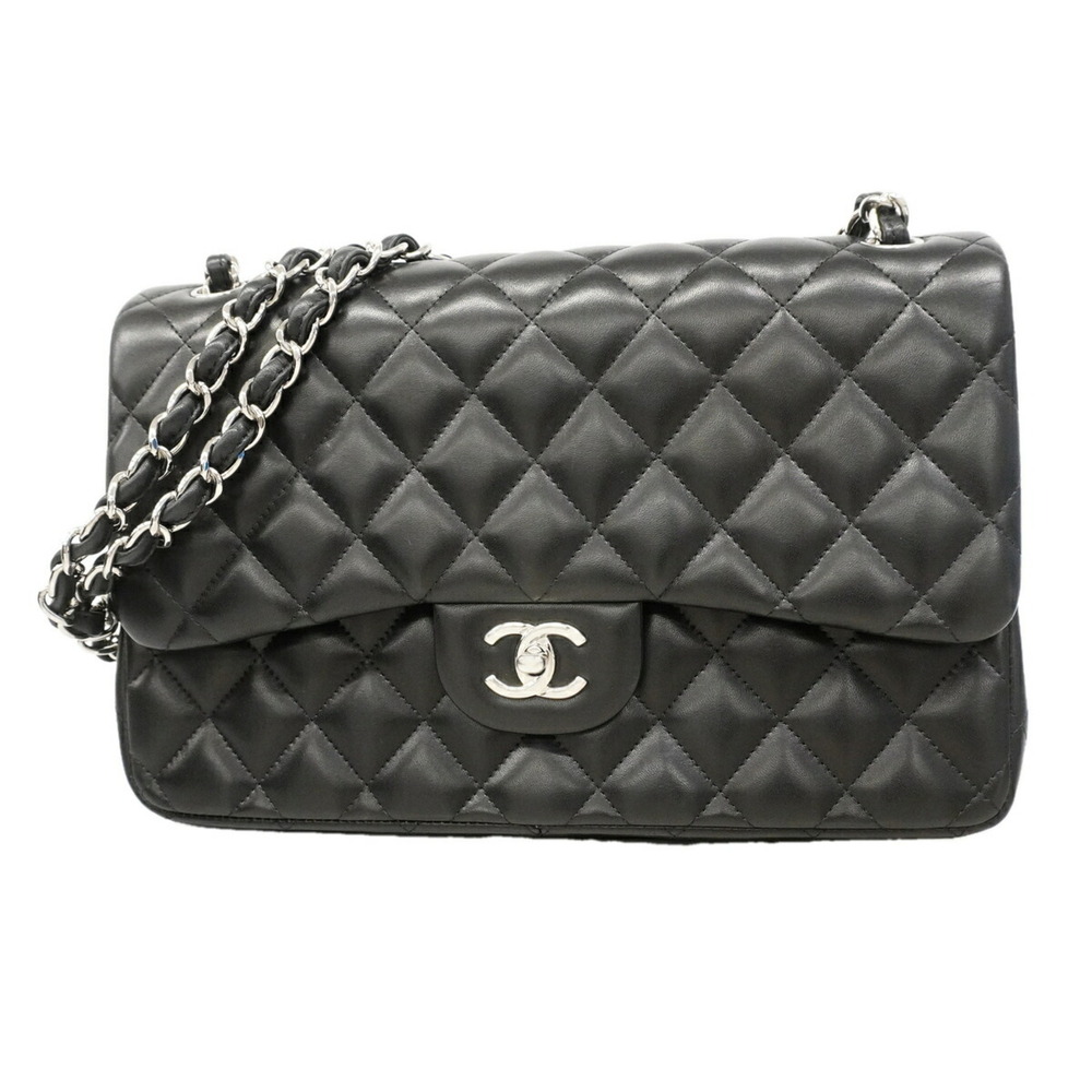 Chanel Shoulder Bag, Large Matelassé, Double Flap, Chain, Lambskin, Black, Wo...
